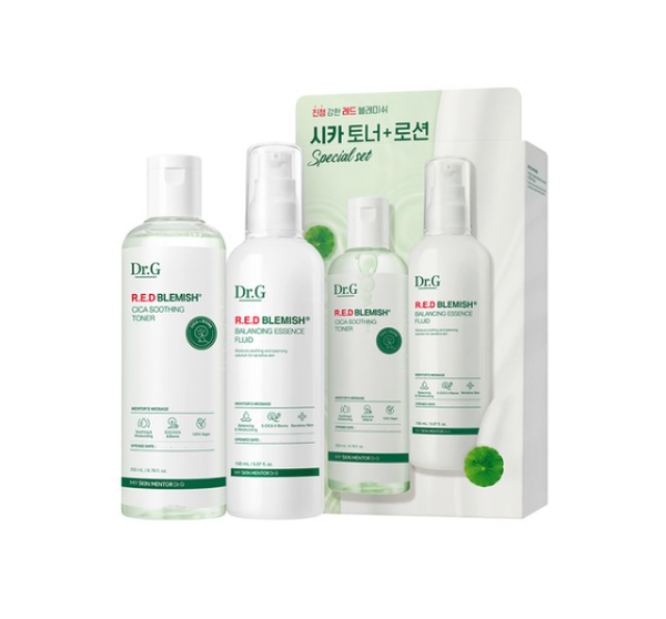 Dr.G Red Blemish Cica Soothing Toner + Balancing Essence Fluid Set (2 Items) from Korea by Dr.G